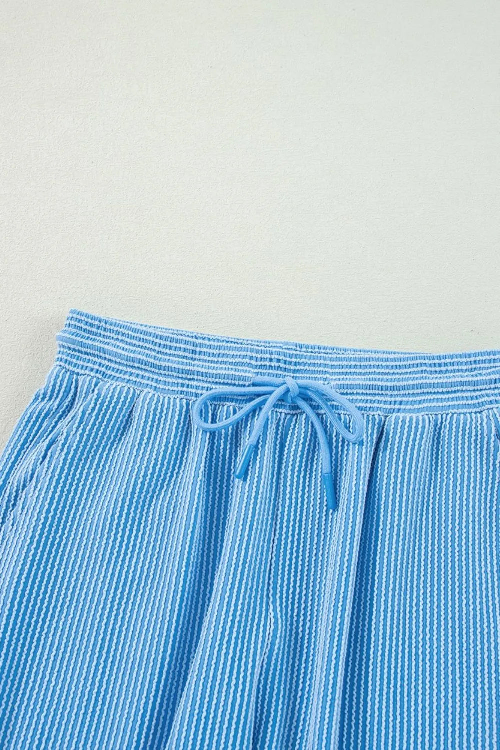 Full layout of ribbed knit top and pants casual set