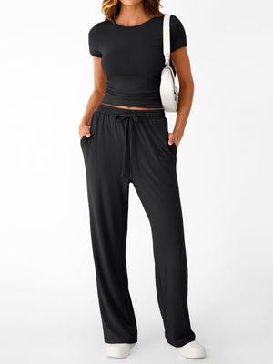 Modern front look of matching tee and pants set