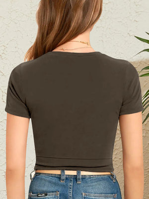 Back view of the crop T-Shirt highlighting soft fabric and relaxed fit