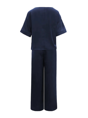 Display of round neck top and pants set