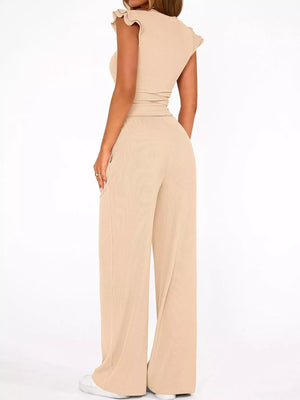 Elegant ruffled outfit back view