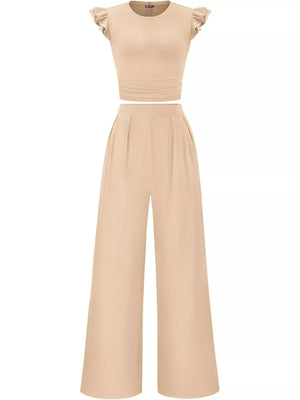 Trendy mock neck top set front view