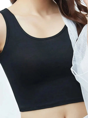 Scoop neck cropped tank top front view