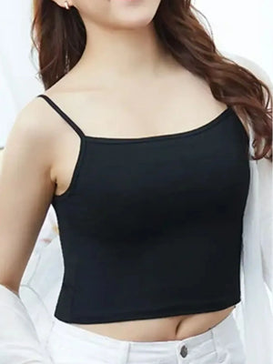 Cropped tank top scoop neck detail