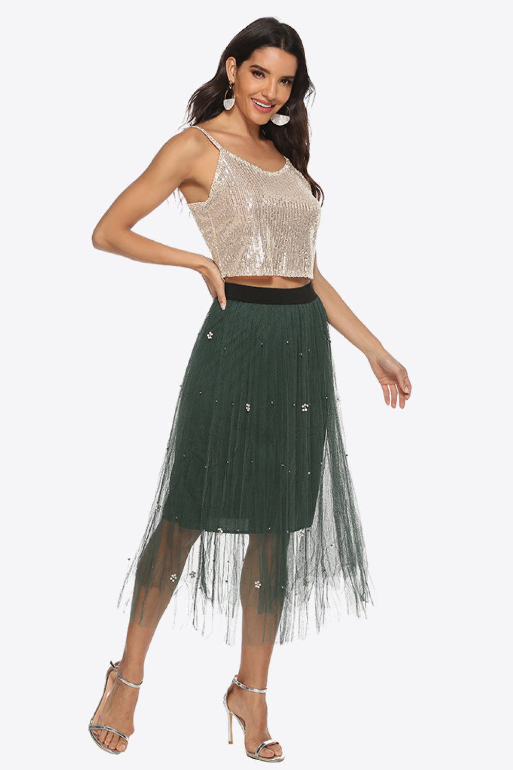 Sequin Cropped Cami front full view