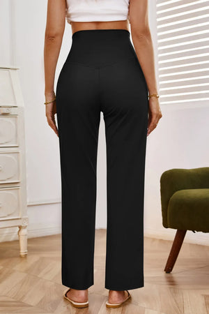 High waist wide leg pants with pockets back view