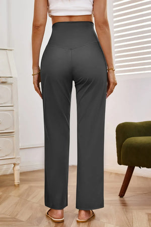 High waist wide leg pants back full length