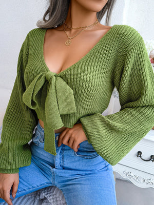 Cropped knit sweater front stylish modern look