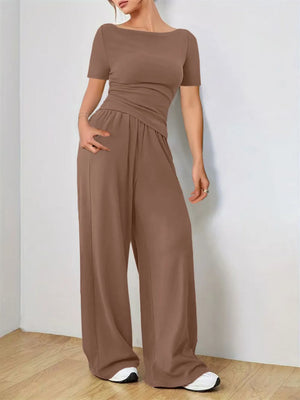Fabric detail of t-shirt and pants set