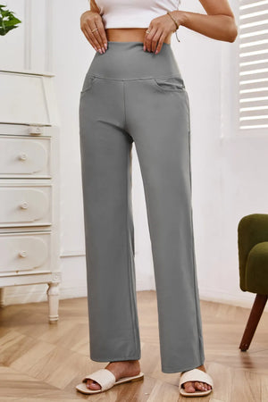 High waist wide leg pants front straight look