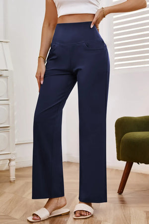 Wide leg high waist pants front full length