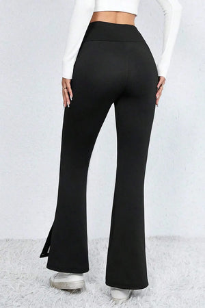 Back view of Slit High Waist Bootcut Pants