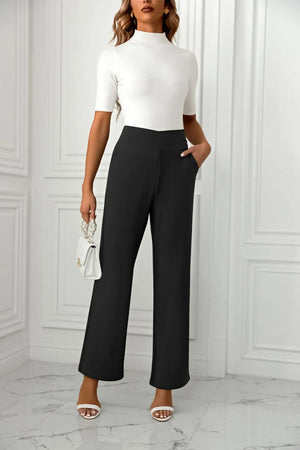 High waist straight leg pants modern front
