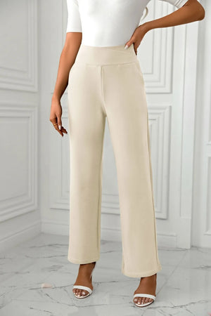 Elegant high waist straight leg pants front view