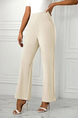 Comfortable high waist straight leg pants front