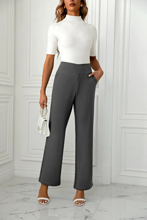 High waist straight leg pants straight cut front