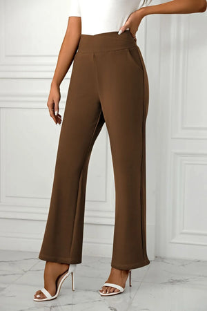 High waist straight leg pants front outfit look