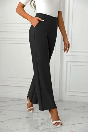 High waist straight leg pants side view