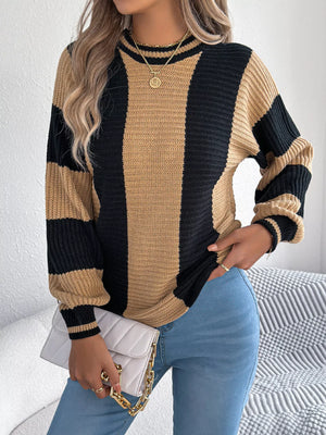Comfortable color block sweater front outfit