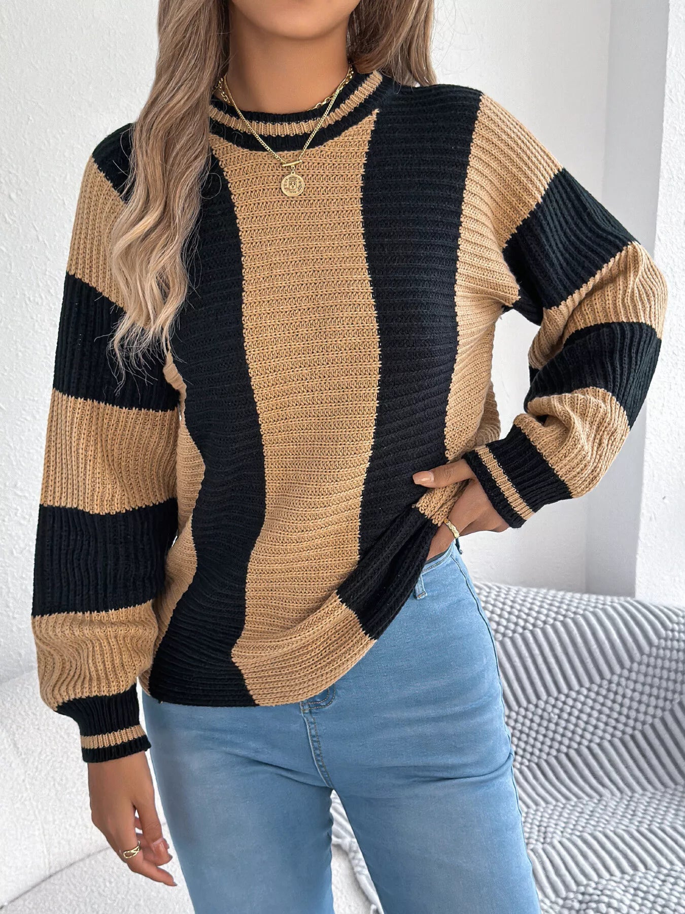 Everyday color block sweater front style