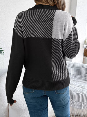 color block striped sweater back stylish fit