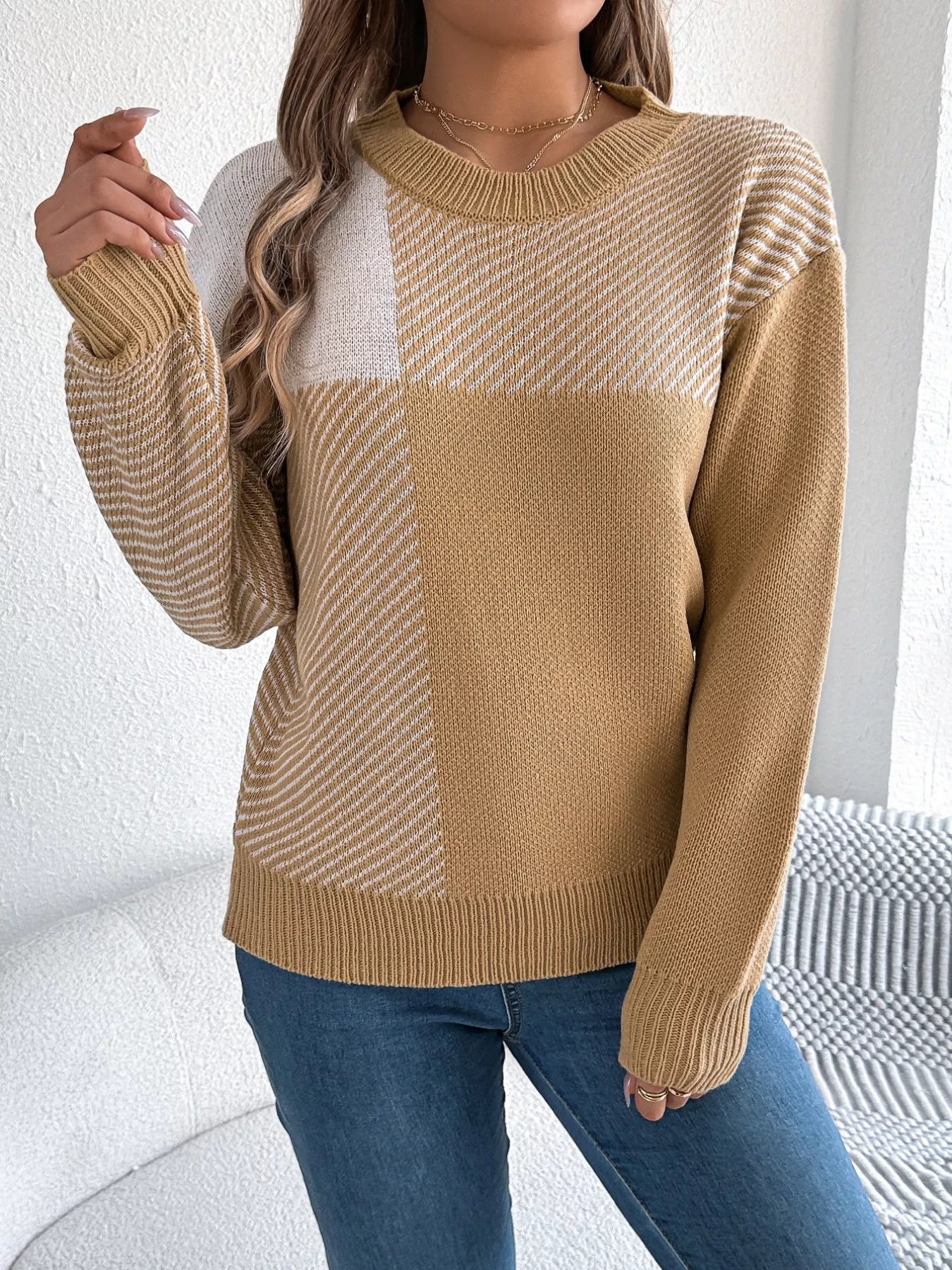 stylish striped sweater front modern outfit
