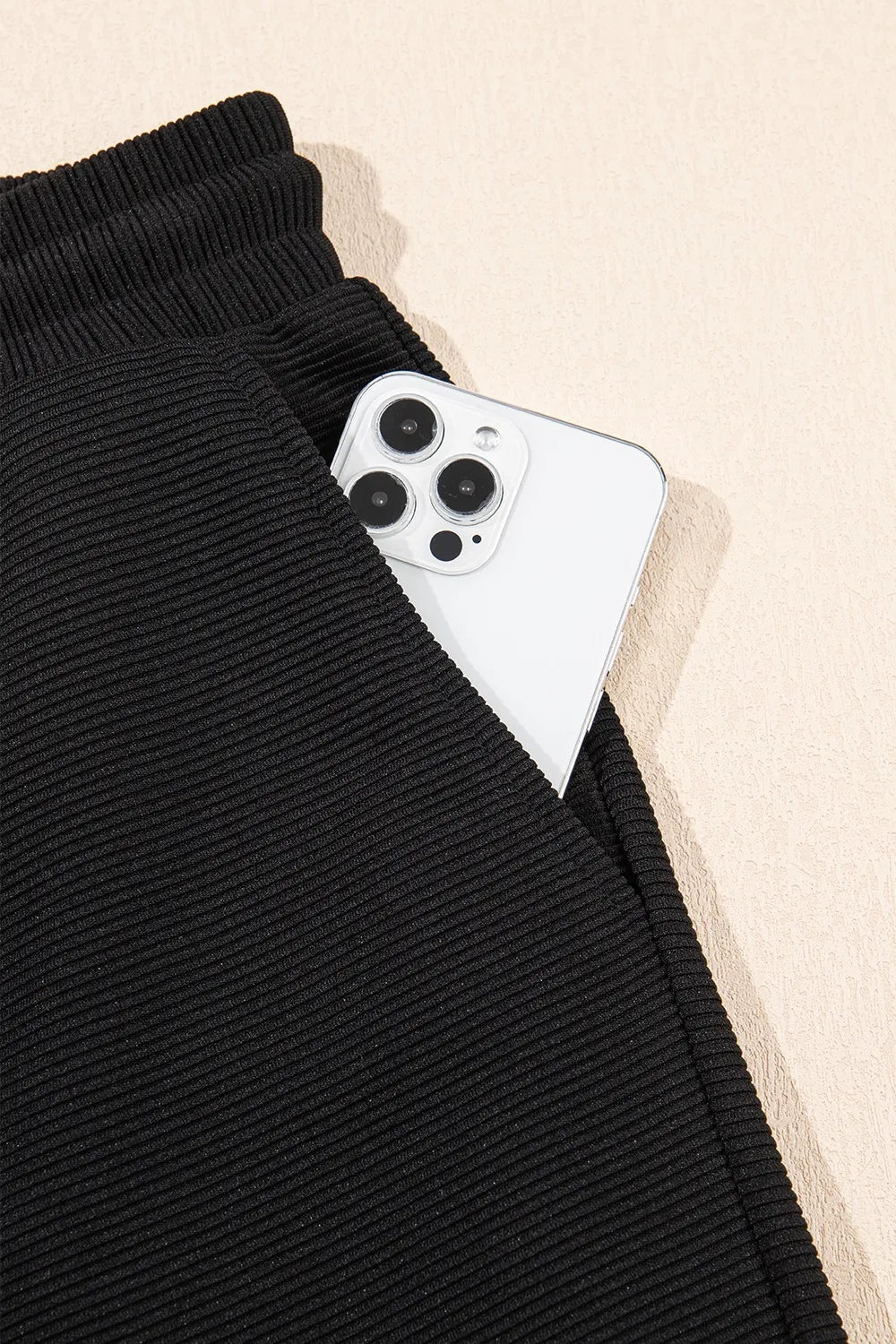 Full layout of textured ruffled sleeve two-piece set