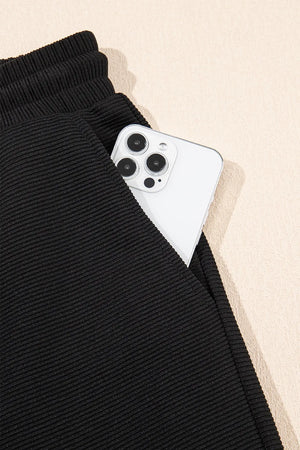 Full layout of textured ruffled sleeve two-piece set