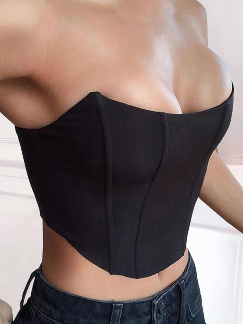 Front angle highlighting the cropped fit of tube top