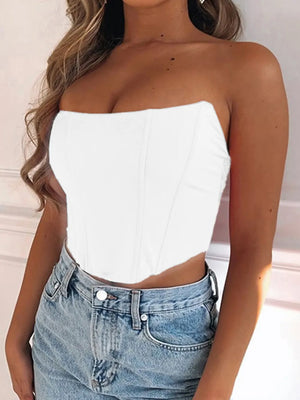 Fashionable front perspective of Tube Cropped Top