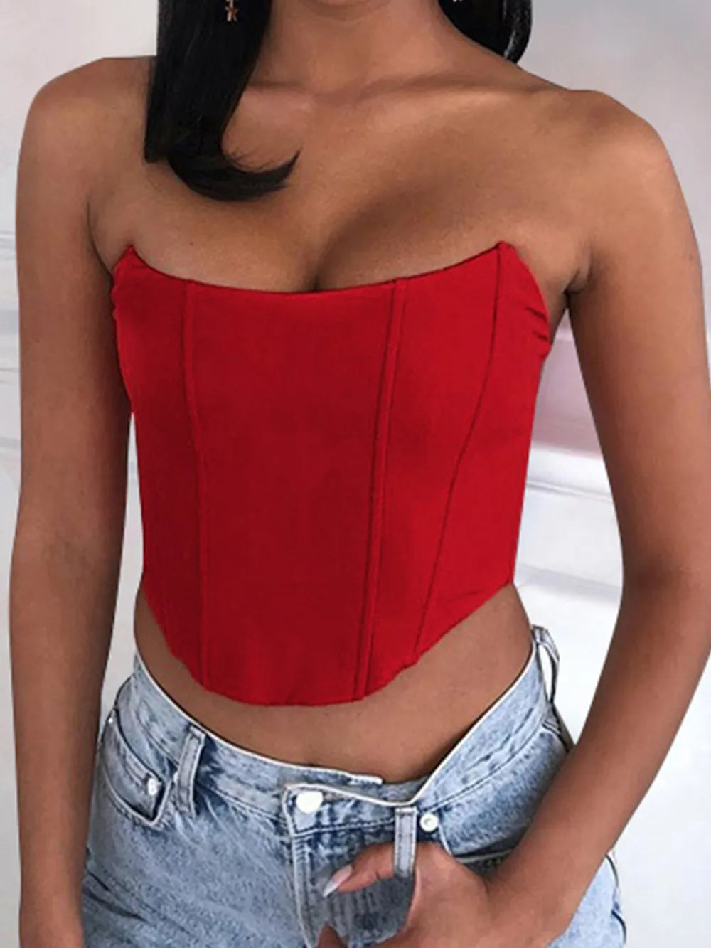 Fashionable front perspective of Tube Cropped Top