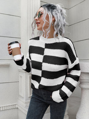 Women's modern two-tone sweater front angle
