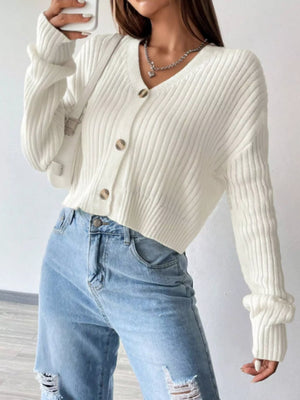 Front angle view of stylish knit cardigan
