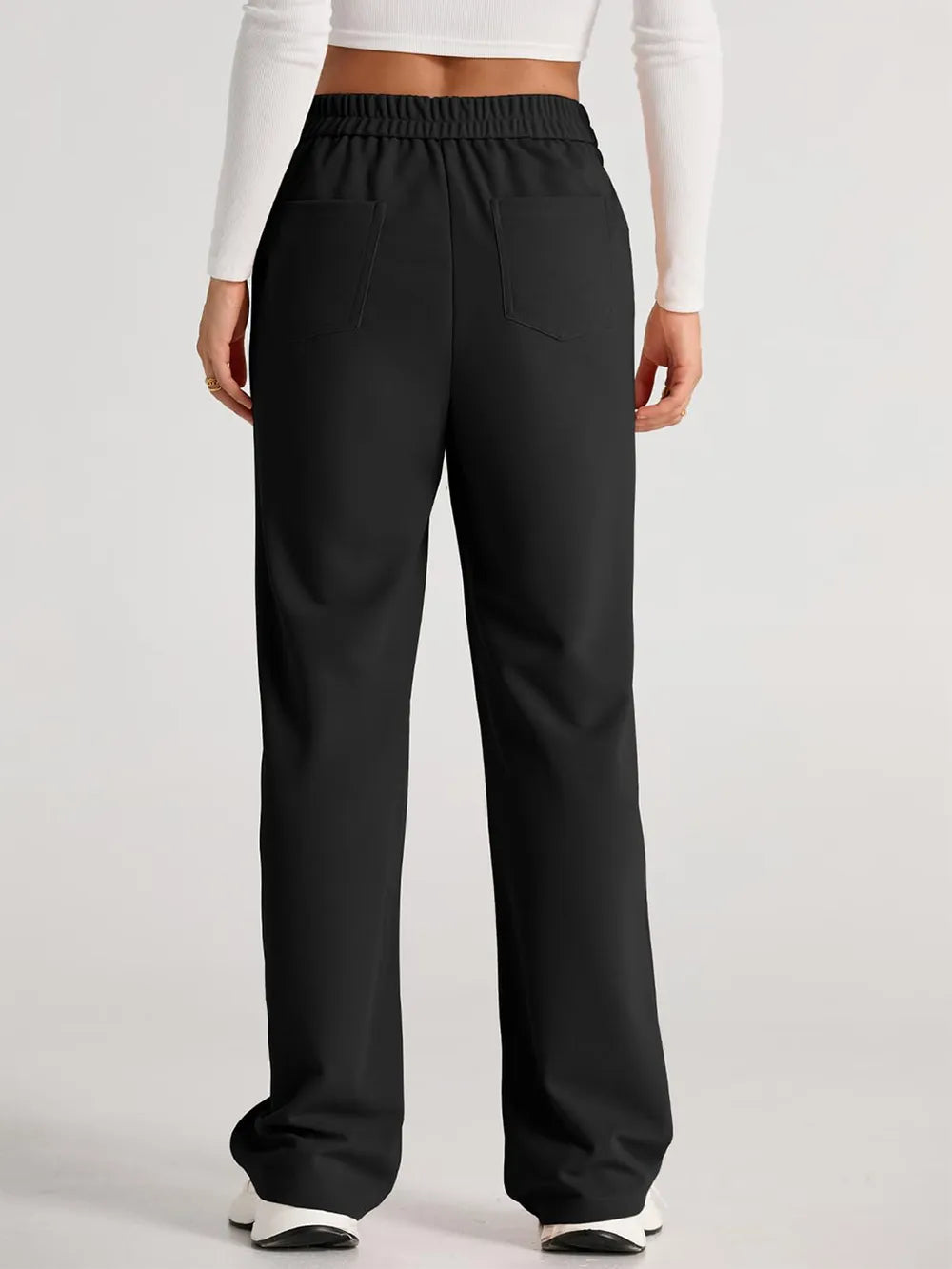 High waist wide leg pants back view