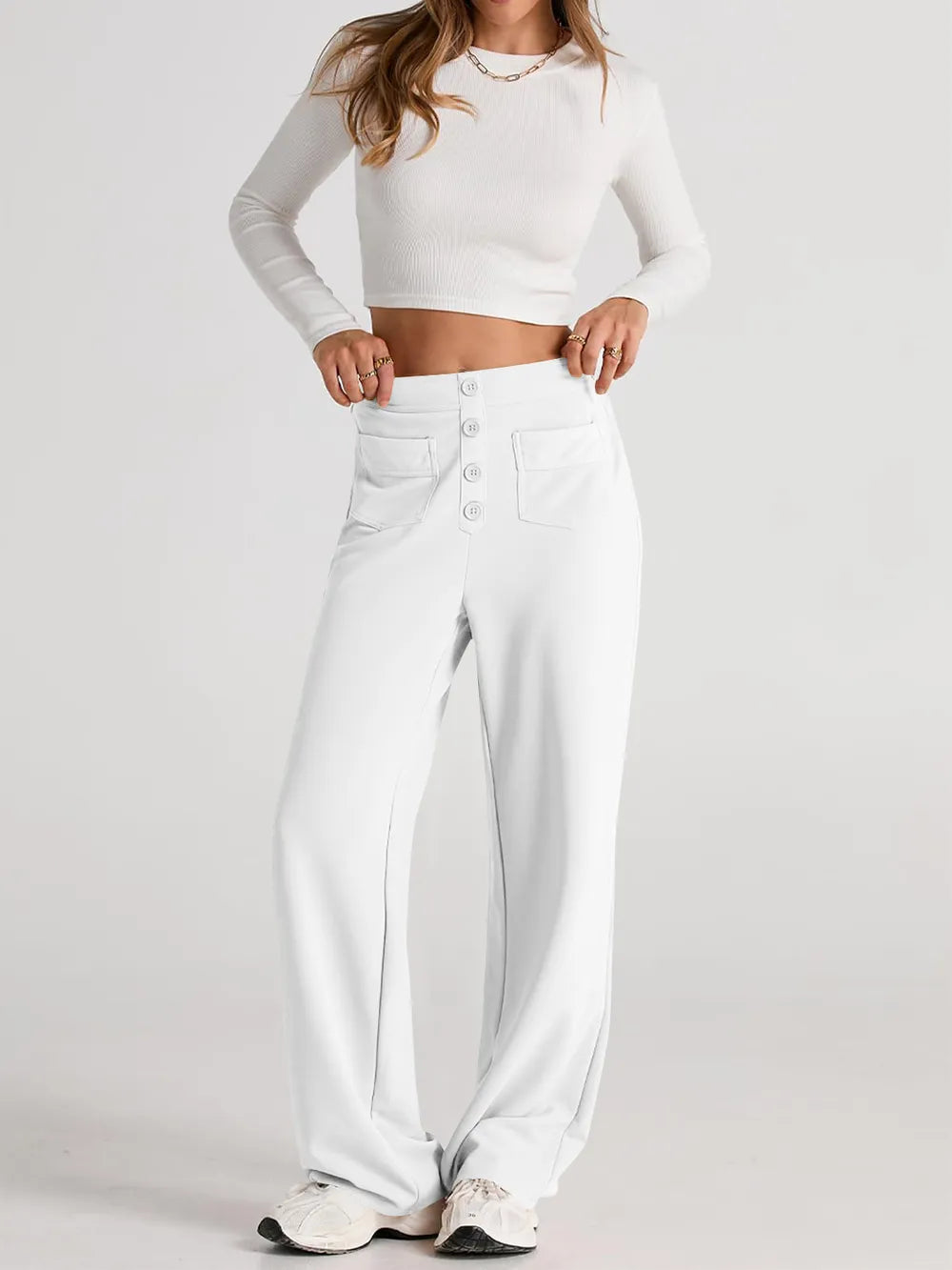 Women high waist wide leg pants front pose