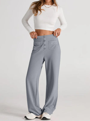 Front silhouette of high waist wide leg pants