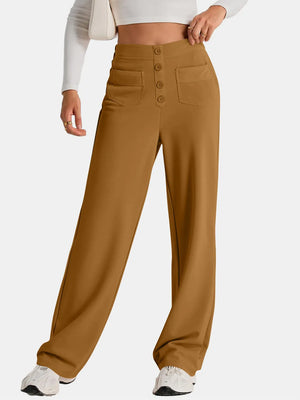 Comfortable high waist wide leg pants front