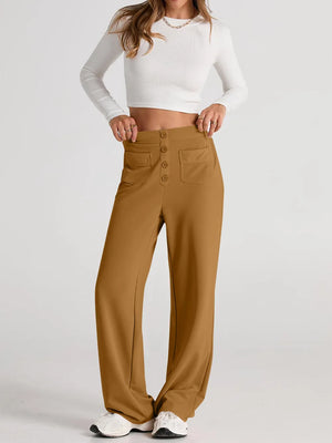 Full length high waist wide leg pants front