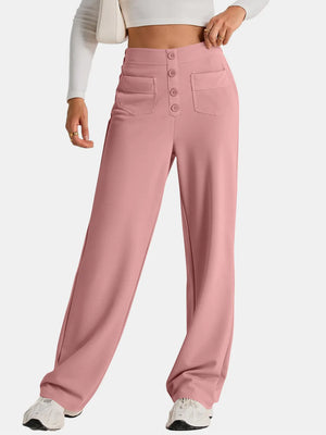 Casual high waist wide leg pants front look