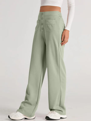 Stylish high waist wide leg pants side 
