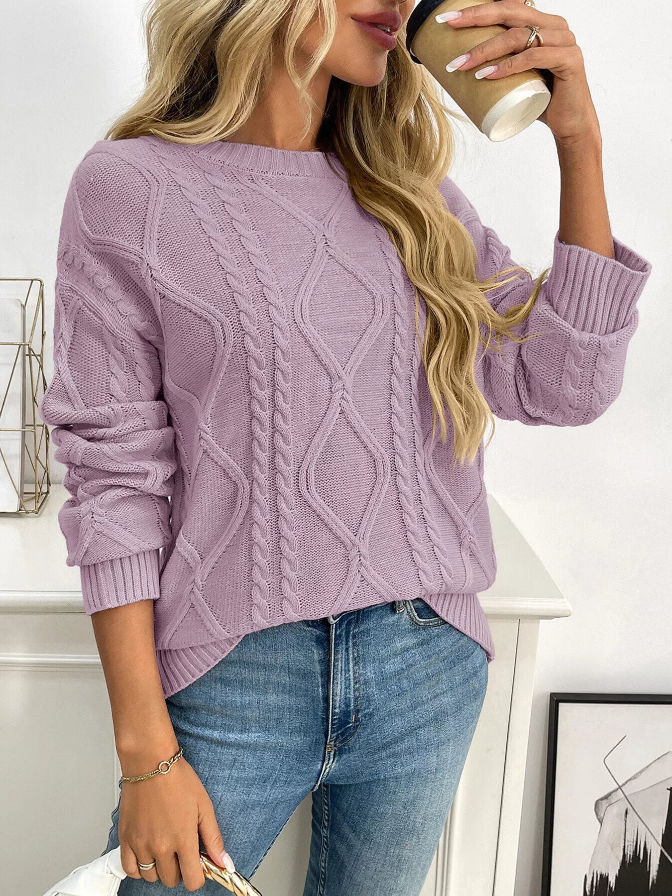 cable knit sweater front warm everyday fashion