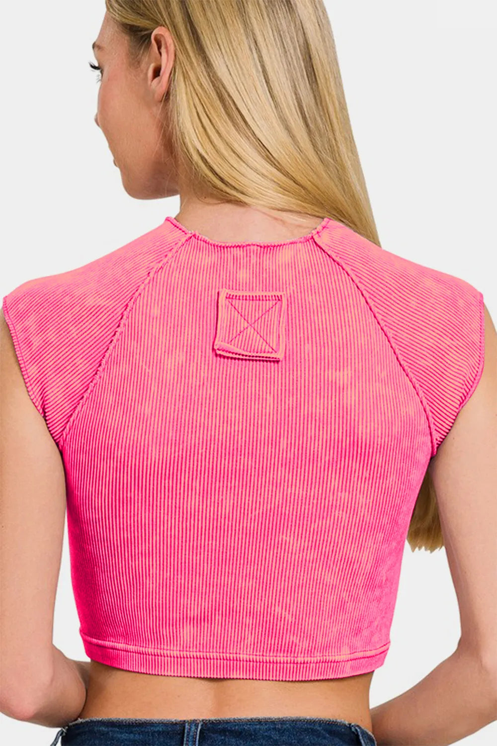 Zenana ribbed cropped top back view