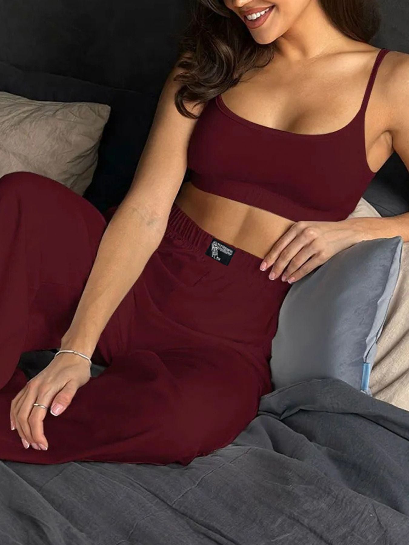 modern scoop neck two piece outfit front fashion look