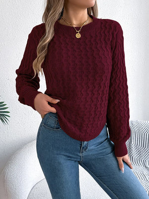 Women's stylish asymmetric hem sweater front view